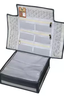 atorakushon    Satin Makeup Storage Box Travelling Vanity Cosmetic Toiletry Bag Necklace Organizer Jewellery Pouch Grey