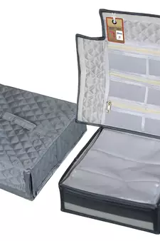 atorakushon    Satin Makeup Storage Box Travelling Vanity Cosmetic Toiletry Bag Necklace Organizer Jewellery Pouch Grey