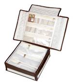 atorakushon    Satin Makeup Storage Box Travelling Vanity Cosmetic Toiletry Bag Necklace Organizer Jewellery Pouch Brown