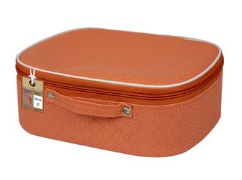 atorakushon   Fabric Makeup Storage Box Travelling Vanity Cosmetic Toiletry Bag Necklace Organizer Jewellery Pouch Peach 3
