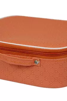 atorakushon   Fabric Makeup Storage Box Travelling Vanity Cosmetic Toiletry Bag Necklace Organizer Jewellery Pouch Peach