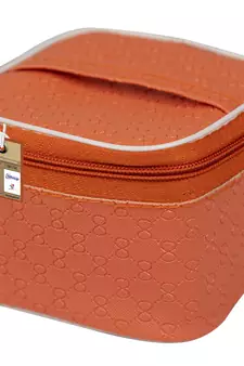 atorakushon   Fabric Makeup Storage Box Travelling Vanity Cosmetic Toiletry Bag Necklace Organizer Jewellery Pouch Peach