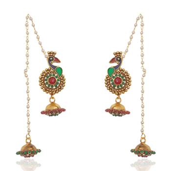 Stylish Multicolour Peacock Kahmiri Jhumka By Adiva ANSATOCBOO67 TDS 9 1