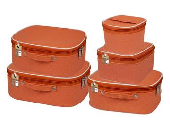 atorakushon   Fabric Makeup Storage Box Travelling Vanity Cosmetic Toiletry Bag Necklace Organizer Jewellery Pouch Peach 2