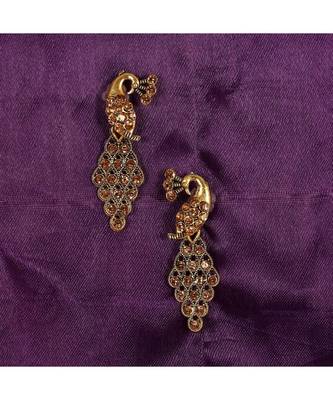 BEAUTIFUL KEMP GOLDEN PEACOCK DESIGNER eARRINGS 1