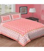 Ashnit 220 TC Cotton Double Jaipuri Print Bedsheet (Pack of 1, Pink)