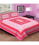 Ashnit 220 TC Cotton Double Jaipuri Print Bedsheet (Pack of 1, Pink)