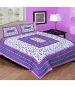 Ashnit 220 TC Cotton Double Jaipuri Print Bedsheet (Pack of 1, Purple)