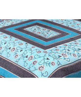 Ashnit 220 TC Cotton Double Jaipuri Print Bedsheet (Pack of 1, Blue) 2