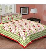 Ashnit 220 TC Cotton Double Jaipuri Print Bedsheet (Pack of 1, Red)