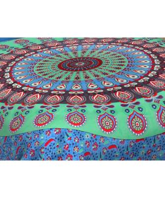 Ashnit 220 TC Cotton Double Jaipuri Print Bedsheet (Pack of 1, Blue) 2