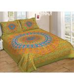 Ashnit 220 TC Cotton Double Jaipuri Print Bedsheet (Pack of 1, Green)