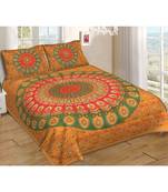 Ashnit 220 TC Cotton Double Jaipuri Print Bedsheet (Pack of 1, Yellow)