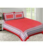 Ashnit 220 TC Cotton Double Jaipuri Print Bedsheet (Pack of 1, Red)