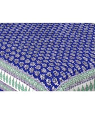 Ashnit 220 TC Cotton Double Jaipuri Print Bedsheet (Pack of 1, Blue) 2