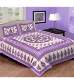 Ashnit 220 TC Cotton Double Jaipuri Print Bedsheet (Pack of 1, Purple)