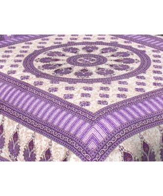 Ashnit 220 TC Cotton Double Jaipuri Print Bedsheet (Pack of 1, Purple) 2