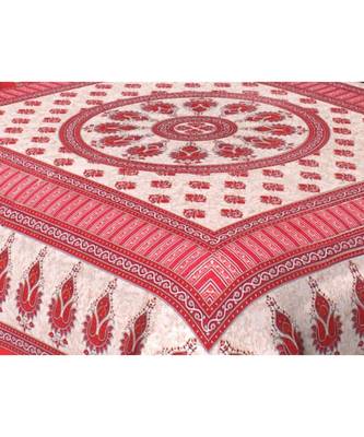 Ashnit 220 TC Cotton Double Jaipuri Print Bedsheet (Pack of 1, Red) 2
