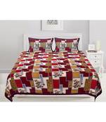 Ashnit 220 TC Cotton Double Jaipuri Print Bedsheet (Pack of 1, Red)