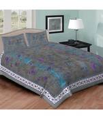 Ashnit 220 TC Cotton Double Jaipuri Print Bedsheet (Pack of 1, Grey)