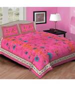 Ashnit 220 TC Cotton Double Jaipuri Print Bedsheet (Pack of 1, Pink)