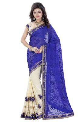 Fashion Kreza Women's Georgette Embroidery Saree with Blouse Piece 1