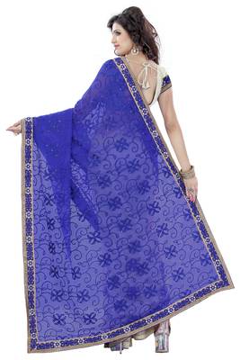 Fashion Kreza Women's Georgette Embroidery Saree with Blouse Piece 2