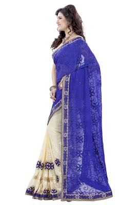 Fashion Kreza Women's Georgette Embroidery Saree with Blouse Piece 3