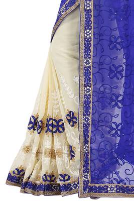 Fashion Kreza Women's Georgette Embroidery Saree with Blouse Piece 4