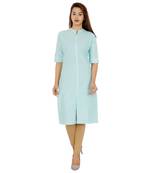 Blue plain cotton kurtas-and-kurtis