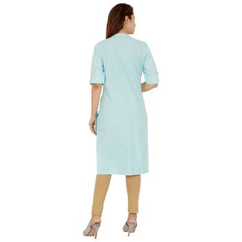 Blue plain cotton kurtas-and-kurtis 2