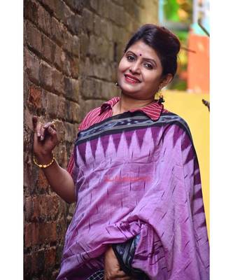 Lavender Check Daali Scott Saree 1