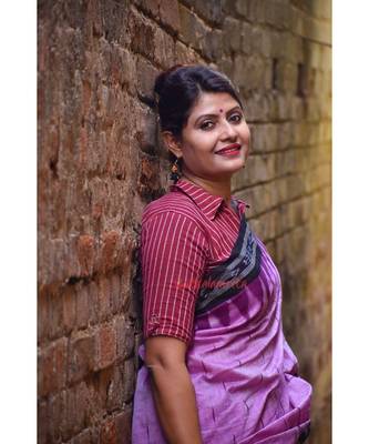 Lavender Check Daali Scott Saree 3