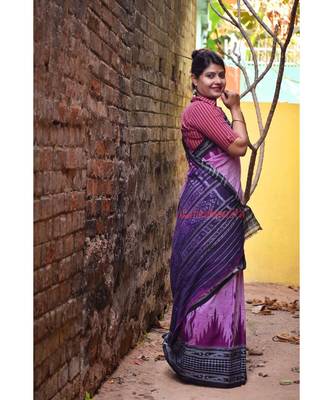 Lavender Check Daali Scott Saree 5