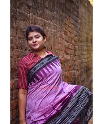 Lavender Check Daali Scott Saree 6