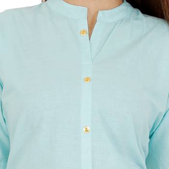 Blue plain cotton kurtas-and-kurtis 5