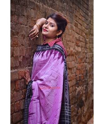Lavender Check Daali Scott Saree 7