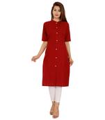 Maroon plain cotton kurtas-and-kurtis