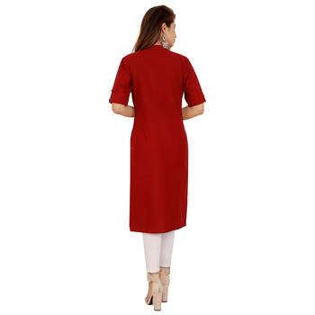 Maroon plain cotton kurtas-and-kurtis 2