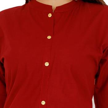 Maroon plain cotton kurtas-and-kurtis 5
