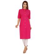 Pink plain cotton kurtas-and-kurtis