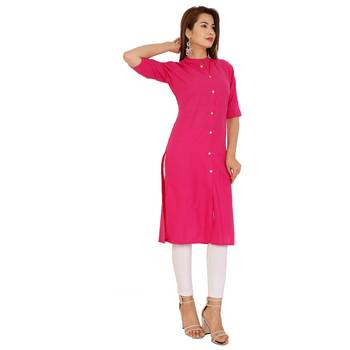 Pink plain cotton kurtas-and-kurtis 3