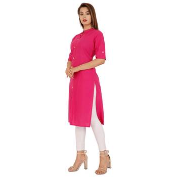Pink plain cotton kurtas-and-kurtis 4