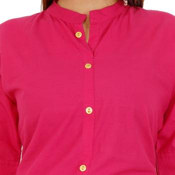 Pink plain cotton kurtas-and-kurtis 5