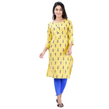 Yellow plain cotton kurtas-and-kurtis 1