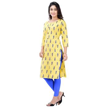 Yellow plain cotton kurtas-and-kurtis 4