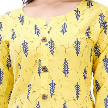 Yellow plain cotton kurtas-and-kurtis 5