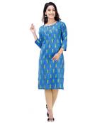 Blue plain cotton kurtas-and-kurtis