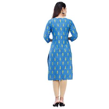 Blue plain cotton kurtas-and-kurtis 2