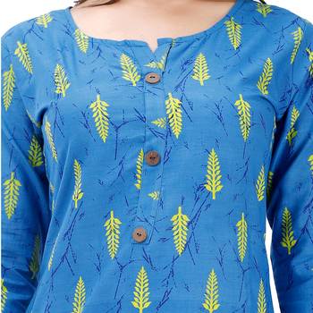 Blue plain cotton kurtas-and-kurtis 5